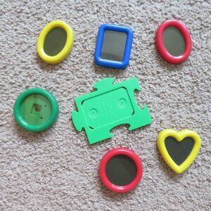 Vintage Magnet Shapes Frames Primary Colors  set of 7